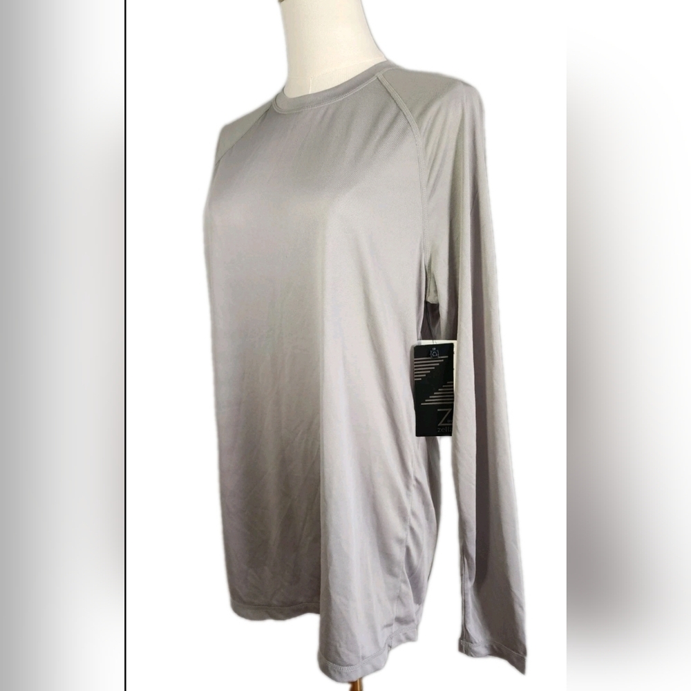 Zella Sport Activewear Long Sleeve Top Athletic Shirt Stretchy Grey Alloy Size S